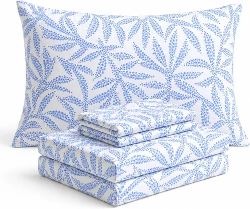 Miniatura 10 de Juego de sábanas con estampado floral en blanco y negro para cama individual – Juego de 3 piezas de sábanas florales súper suaves con sábana bajera