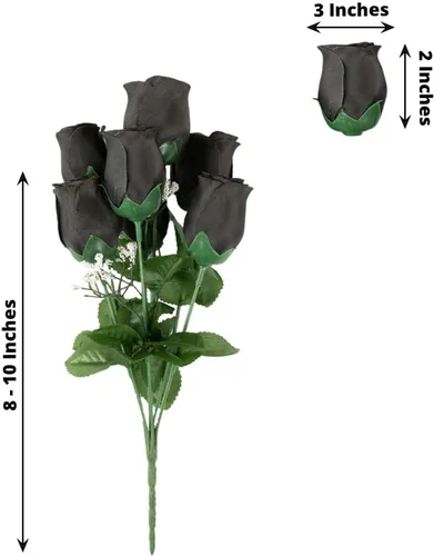 Miniatura 3 de Efavormart 12 arbustos Ramos de capullos de rosas artificiales de seda de primera calidad