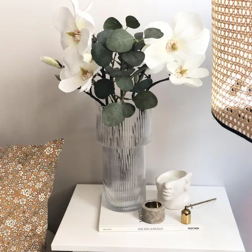 Miniatura 4 de Jarrón grande de cristal, florero de 12 pulgadas de alto para flores, jarrones de flores para ramo, modernos jarrones de vidrio acanalado para sala
