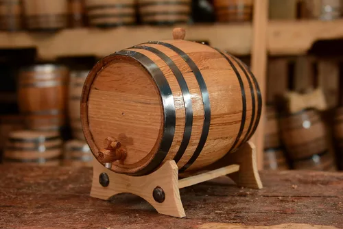 Miniatura 3 de Personalizado – Barril de envejecimiento de bourbon de roble blanco americano – roble envejecido (5 litros, aros negros)