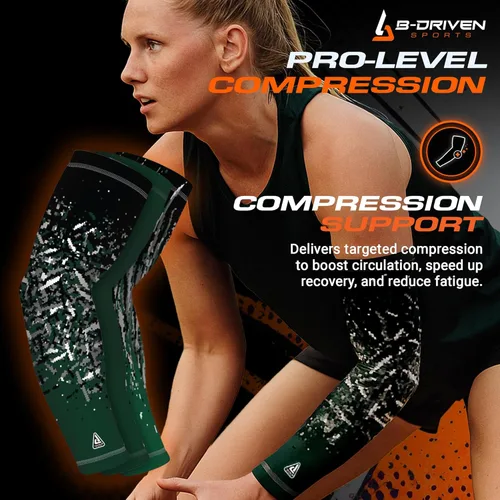 Miniatura 2 de B-Driven Sports Mangas de compresión Mangas de brazo UV para hombres, mujeres y jóvenes Protección solar deportiva 3 unidades Blanco