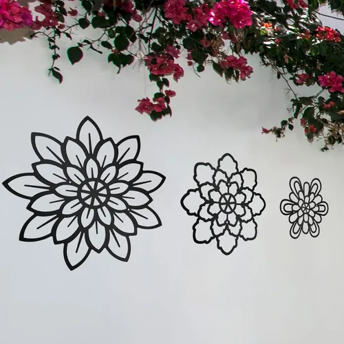 Miniatura 6 de Moxweyeni 3 piezas de decoración de pared de flores de metal, arte de pared rústico de metal, decoración floral múltiple colgante para baño, sala