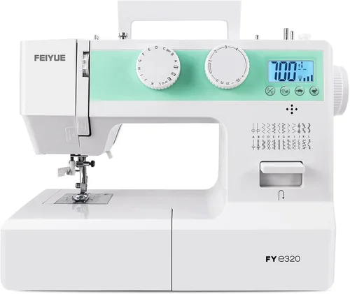 FEIYUE FYe320 Máquina de Coser de Tamaño Completo con Pedal, Control de Velocidad, Resistente y Portátil, Pantalla LCD, 25 Puntadas Incorporadas, 6