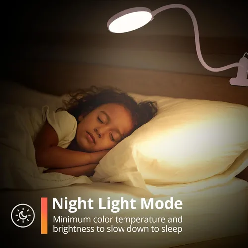 Miniatura 7 de iFalarila Luz de lectura con control remoto, lámpara de escritorio LED con clip [temporizador de 1 hora y luz nocturna] RA>95 regulable cuello