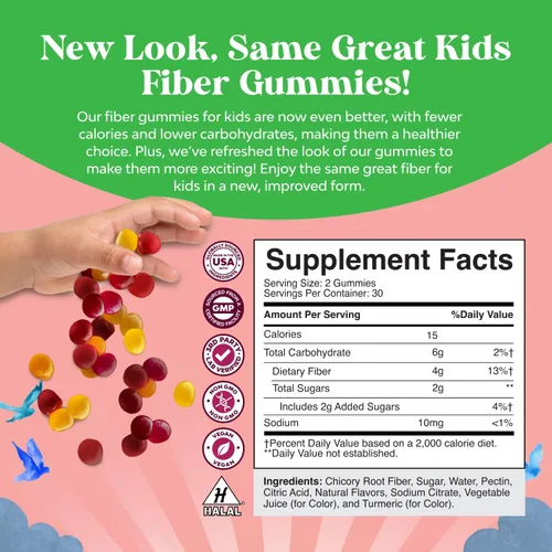 Miniatura 3 de Gomitas de fibra prebiótica alta para niños, suplementos dietéticos de fibra para digestión y estreñimiento, gomitas inmunológicas para niños