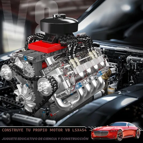 Miniatura 2 de Mould King 10171 V8 Kit de modelo de motor, mini kits de motor V8 que funciona, construye tu propio motor de modelo de automóvil con motor, bloques