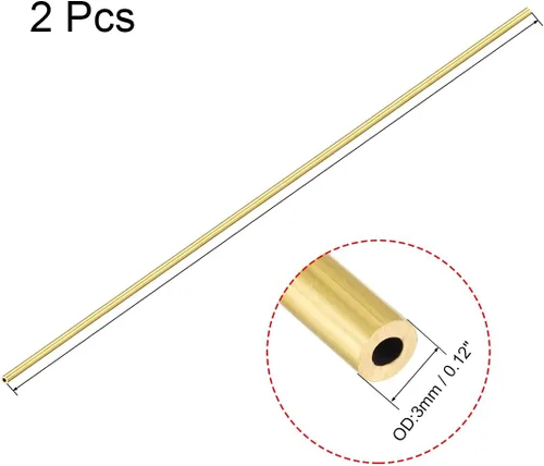 Miniatura 2 de uxcell Tubo redondo de latón, 11.811 in de longitud 0.118 in de diámetro exterior 0.030 in de grosor de pared, tubo recto sin costuras, 2 piezas