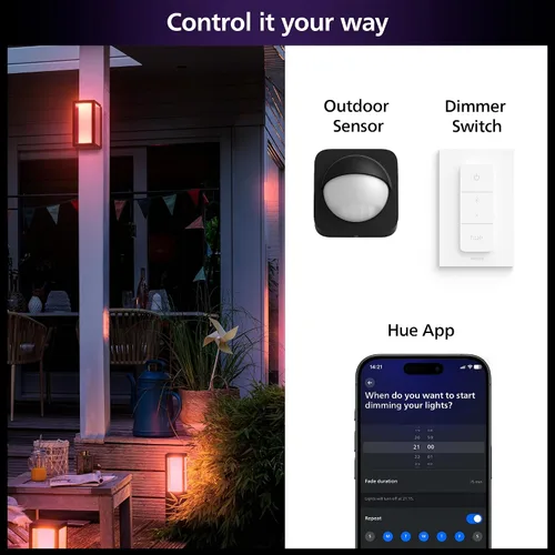 Miniatura 3 de Philips Hue Impress - Lámpara de pared para exteriores (cableada), (6.1 x 9.4 pulgadas), luz blanca y de color, control de voz, requiere puente