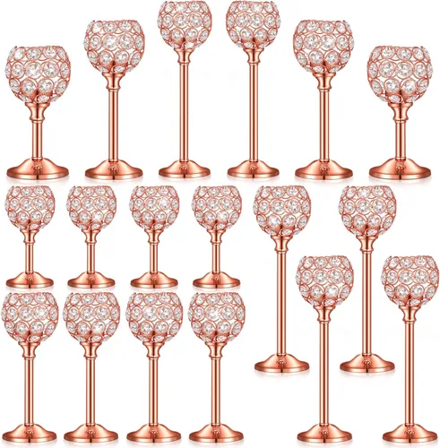 Miniatura 7 de Qunclay 18 portavelas de cristal a granel, centros de mesa para mesa de boda, centros de mesa decorativos de cristal, decoración de mesa de comedor