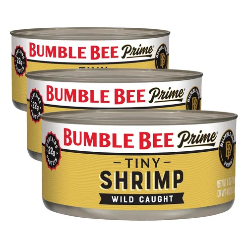 Miniatura 8 de Bumble Bee Camarones enlatados medianos, lata de 6 onzas, camarones en agua, cocidos, pelados, desvenados, 0.78 oz de proteína por porción, sin