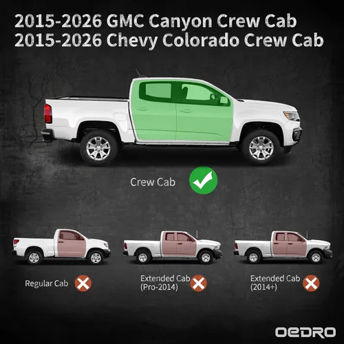 Miniatura 2 de OEDRO Estribos compatibles con Chevy Colorado/GMC Canyon Crew Cab 2015-2026, barras Nerf con barras laterales negras texturizadas