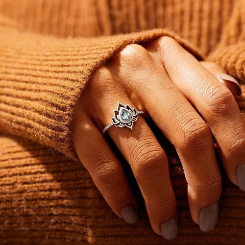 Miniatura 2 de OVNMFH Anillo de loto Begin Again S925, anillo de loto del mismo nombre de la misma niña, sin barro, sin loto, regalos de joyería para mujeres