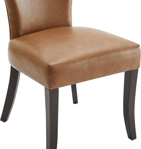 Miniatura 8 de Watson & Whitely Juego de 2 sillas tapizadas de cocina y comedor con respaldo bajo, sillas de comedor de piel sintética con patas de madera maciza