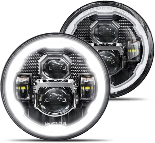 Miniatura 8 de HWSTAR 2025 Nuevo 1000% brillante antideslumbrante 7 pulgadas Halo LED faros redondos compatibles con Jeep Wrangler JK JKU TJ LJ Mazda Miata Chevy