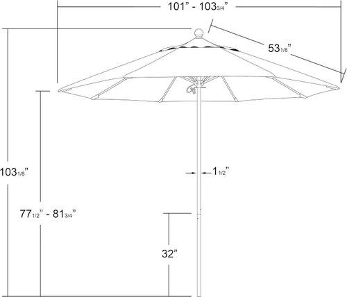 Miniatura 5 de California Umbrella Paraguas comercial para patio de la serie Venture, Negro