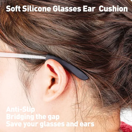 Miniatura 4 de Almohadillas para las orejas de gafas, almohadillas antideslizantes suaves de silicona para las orejas de las gafas, puntas de sienes de silicona