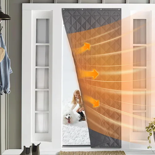 Miniatura 15 de NICETOWN Cortina de puerta con aislamiento térmico, opaca, ahorro de energía, con 3 formas de colgar, material grueso, fácil de instalar, mantiene