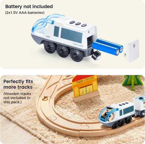 Miniatura 4 de Tiny Land Tren Locomotora de Acción a Batería - Potente Motor Juego de Tren Bala Compatible con Rieles de Principales Marcas - Juguetes de Rieles a
