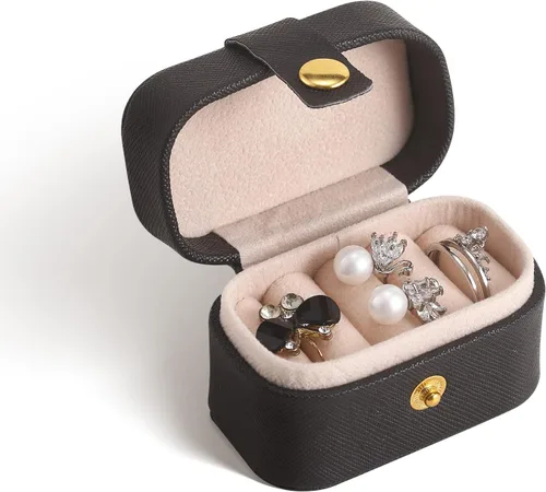 CASEGRACE Pequeña caja de joyería para anillos, mini joyero de viaje, estuche de almacenamiento portátil para anillos y aretes, regalos para mujeres