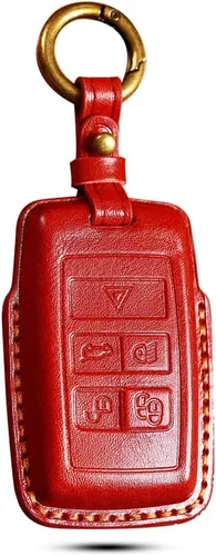 Miniatura 10 de SANRILY Funda de piel auténtica hecha a mano para llavero Land Rover 2021 2020 Range Evoque Sport y Jaguar Key Fob sin llave completa con llavero