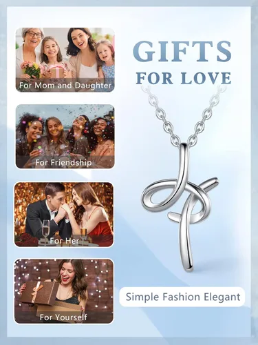 Miniatura 41 de EUDORA Collares de plata esterlina con inicial para mujer, regalos clásicos de 26 letras sin cuello para niñas, hermana, madre hija, cadena de 18