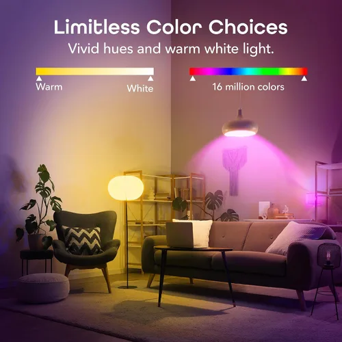 Miniatura 4 de Geeni Prisma - Paquete de 1 bombilla inteligente LED RGBW que cambia de color, A19, 800 lúmenes, equivalente a 60 W, regulable, 2700 K, funciona