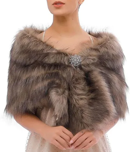 Yikisdy Chal de piel sintética de los años 20 para boda, para cubrir la piel de la novia, para fiestas, suéteres, accesorios para mujeres y niñas