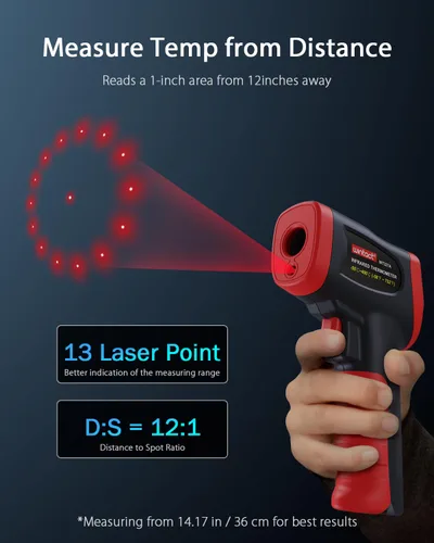 Miniatura 5 de Wintact Pistola termómetro de temperatura infrarroja, pistola de temperatura láser digital sin contacto, superficie de medición y temperatura