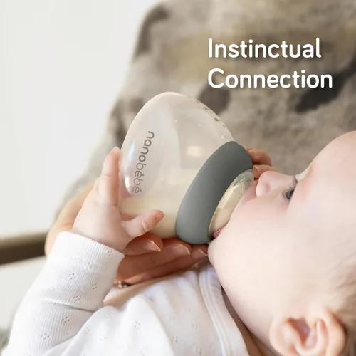 Miniatura 7 de Nanobebe - Botella de leche materna, lactancia materna para recién nacidos, anticólicos, cierre perfecto, conserva los nutrientes de la leche Gris