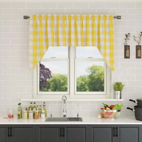 Miniatura 45 de Cenefas de cortina para ventana de 16 pulgadas de largo, 2 paneles de cuadros búfalo, cortinas pequeñas con bolsillo para barra, estilo clásico