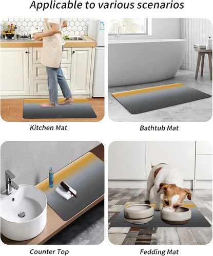 Miniatura 6 de Tapete de baño gris degradado para bañera, antideslizante, de secado rápido y absorbente, tierra de diatomeas, cocina, ducha, fregadero, lavable