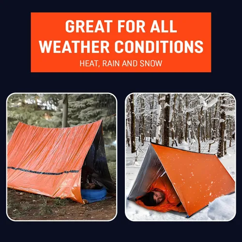 Miniatura 3 de Emergency Survival Tent Life Shelter 2 Person Mylar Tube Tents Tarp with Whistle & Paracord Year-Round All Weather Protection for Car Outdoor Hiking