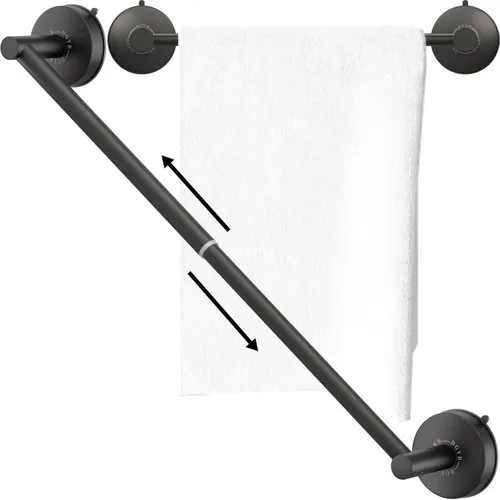 DGYB Toallero ajustable con ventosa para baño de 14 pulgadas a 27 pulgadas, color negro mate, toallero de baño de acero inoxidable para puerta de