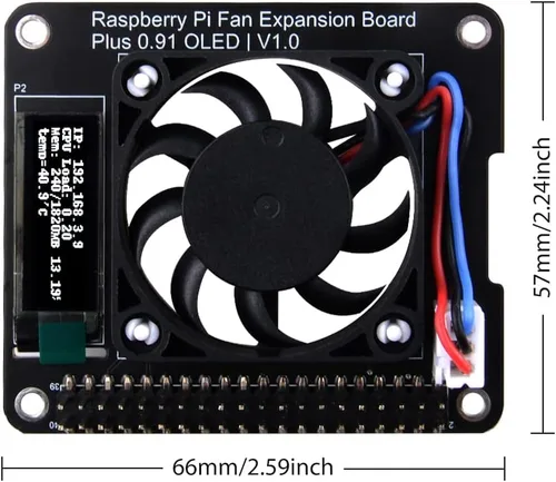 Miniatura 7 de GeeekPi Sombrero de ventilador para Raspberry Pi 4 Modelo B, PWM Fan GPIO Placa de expansión con pantalla OLED de 0.91 pulgadas para Raspberry Pi