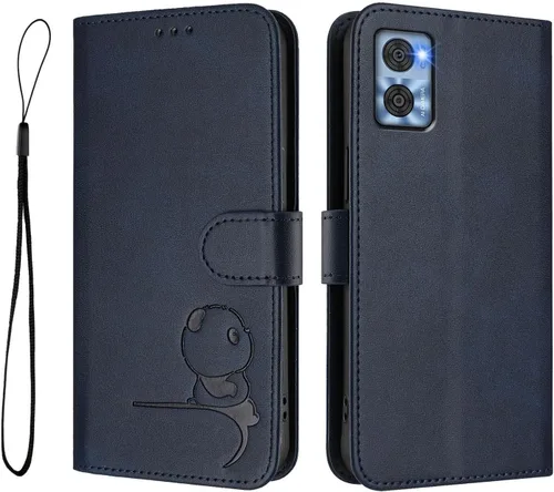 Miniatura 11 de Leather Case Compatible with Moto E22i 4G Cover, Cute Panda Leather Wallet Flip Kickstand Phone Case with Card Holders Wrist Strap Shockproof Cover