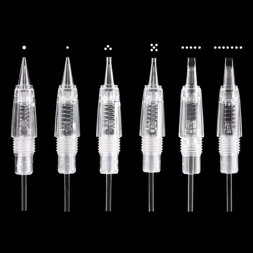 Cartuchos de aguja claros de maquillaje permanente 10PCS para máquina de tatuaje de cejas (5F)