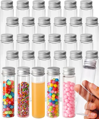 Miniatura 10 de Berenti 16 piezas de tubos de ensayo de plástico con tapas (50 ml) - 28 x 109 mm (ancho x largo) Tubos de ensayo como contenedores de almacenamiento