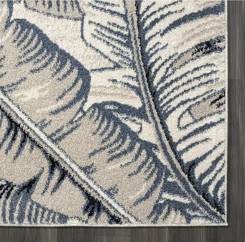 Miniatura 3 de Abani Tropical Design - Alfombra contemporánea con estampado de hojas azules y beige, 5 pies 3 pulgadas x 7 pies 6 pulgadas (5 x 8), no se