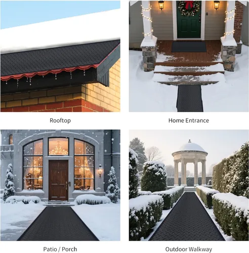 Miniatura 6 de Alfombrillas térmicas para derretir la nieve al aire libre, antideslizante, protección contra fugas para techos de pasarelas, 3 pulgadas/h derretir