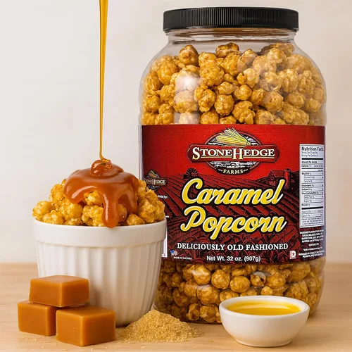 Miniatura 6 de StoneHedge Farms Palomitas de maíz gourmet de caramelo - Deliciosamente antiguas de 32 onzas. ¡Bañera alta! - Fabricado en los Estados Unidos