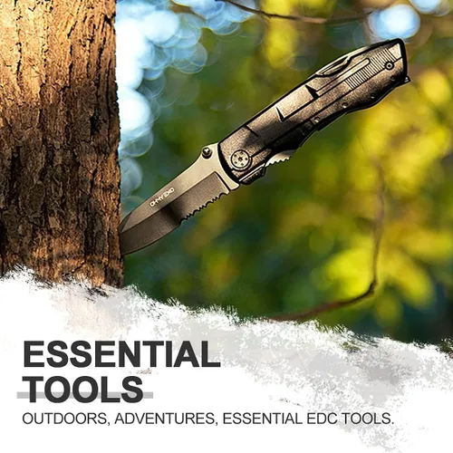 Miniatura 8 de Cuchillo plegable de bolsillo multiherramienta de acero inoxidable, multiherramienta portátil con alicates, abrebotellas y latas y más, cuchillos