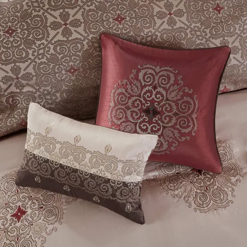 Miniatura 5 de Madison Park Essentials Delaney - Juego de edredón de 24 piezas Room In A Bag, jacquard de satén, ropa de cama de lujo para todas las estaciones
