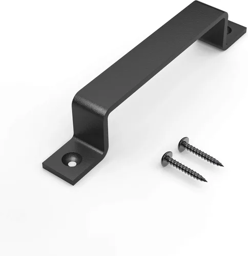 Miniatura 2 de Manija de Puerta de Granero Rústico de 8 Pulgadas - Tirador de Acero Negro para Puertas Correderas, Puertas, Garajes, Cobertizos, Vallas, Armarios