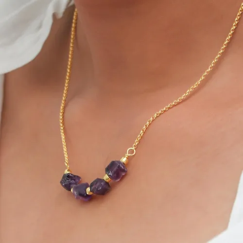 Miniatura 11 de Gempires Natural Raw Bar Crystals Pendant Necklace Handmade Jewelry 22 inch Adjustable Chain