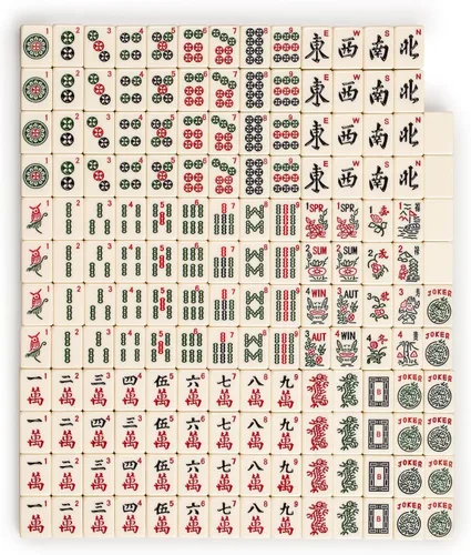 Miniatura 7 de Juegos de Mahjong Americano de Yellow Mountain Imports - Clásico de Lujo con Estuche de Madera, Estantes de Empuje de Madera, Indicador de Viento