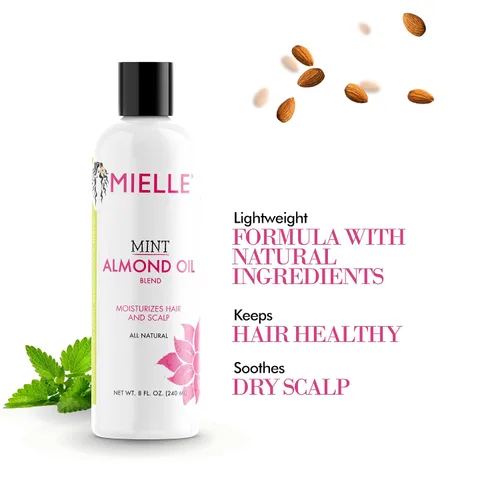 Miniatura 4 de Mielle Organics Aceite de menta y almendras – Aceite ligero para el cuero cabelludo seco para bloquear la humedad y ayudar a fomentar un cabello más
