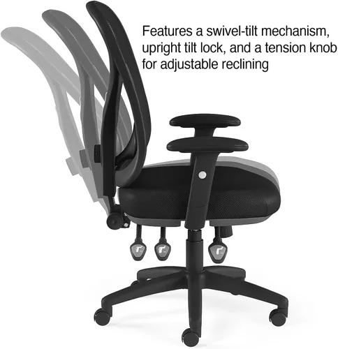 Miniatura 4 de STAPLES Silla de trabajo ergonómica, malla, negro, paquete de 2
