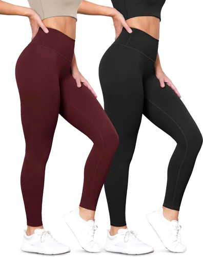 ODODOS ODLEX - Paquete de 2 leggings de entrenamiento de cintura alta de 78 de longitud para mujer, 2528 pulgadas, pantalones de yoga atléticos con