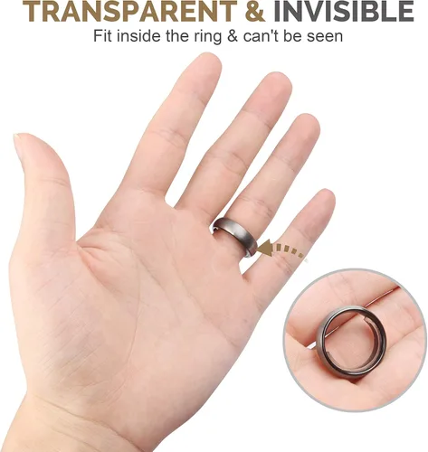 Miniatura 2 de Feramox Ajustador de tamaño de anillo para anillos sueltos, 48 unidades, anillos anchos invisibles y transparentes