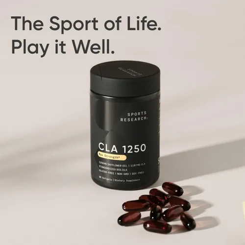 Miniatura 7 de Sports Research CLA - 1250 mg con ácido linoleico conjugado activo para hombres y mujeres Sin OMG, sin soja ni gluten, 95% (90 cápsulas blandas)